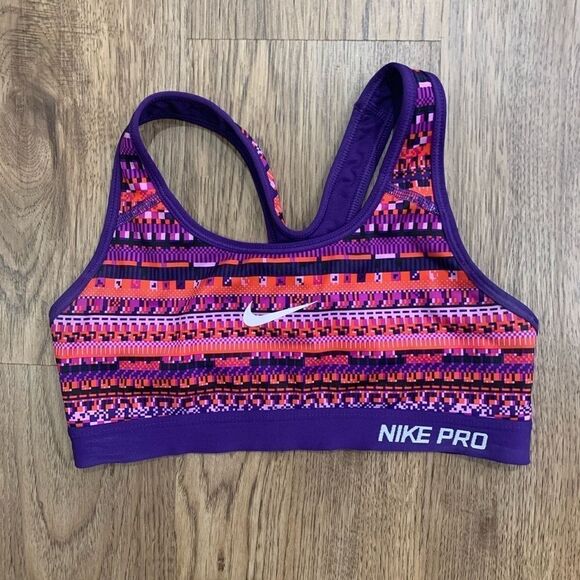 Nike Pro Dri-Fit Purple Red Geometric Aztec Jog bra Sz Small - Picture 2 of 4
